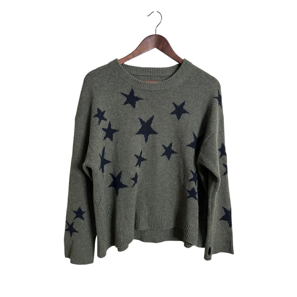 Zadig & Voltaire Markus Stars Cashmere Sweater in Olive Green Womans Medium